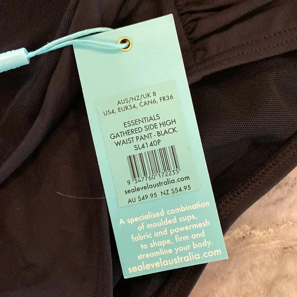 Sea level high waist gathered side swim bottoms black size US 4 - Picture 5 of 11